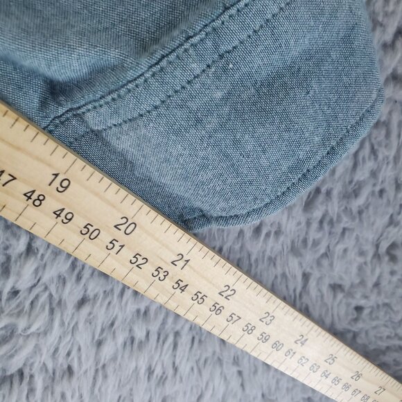 Old Navy Shirt Mens XXL Teal Blue Slim Fit Button-Down Long-Sleeve Casual Cotton - Picture 7 of 9